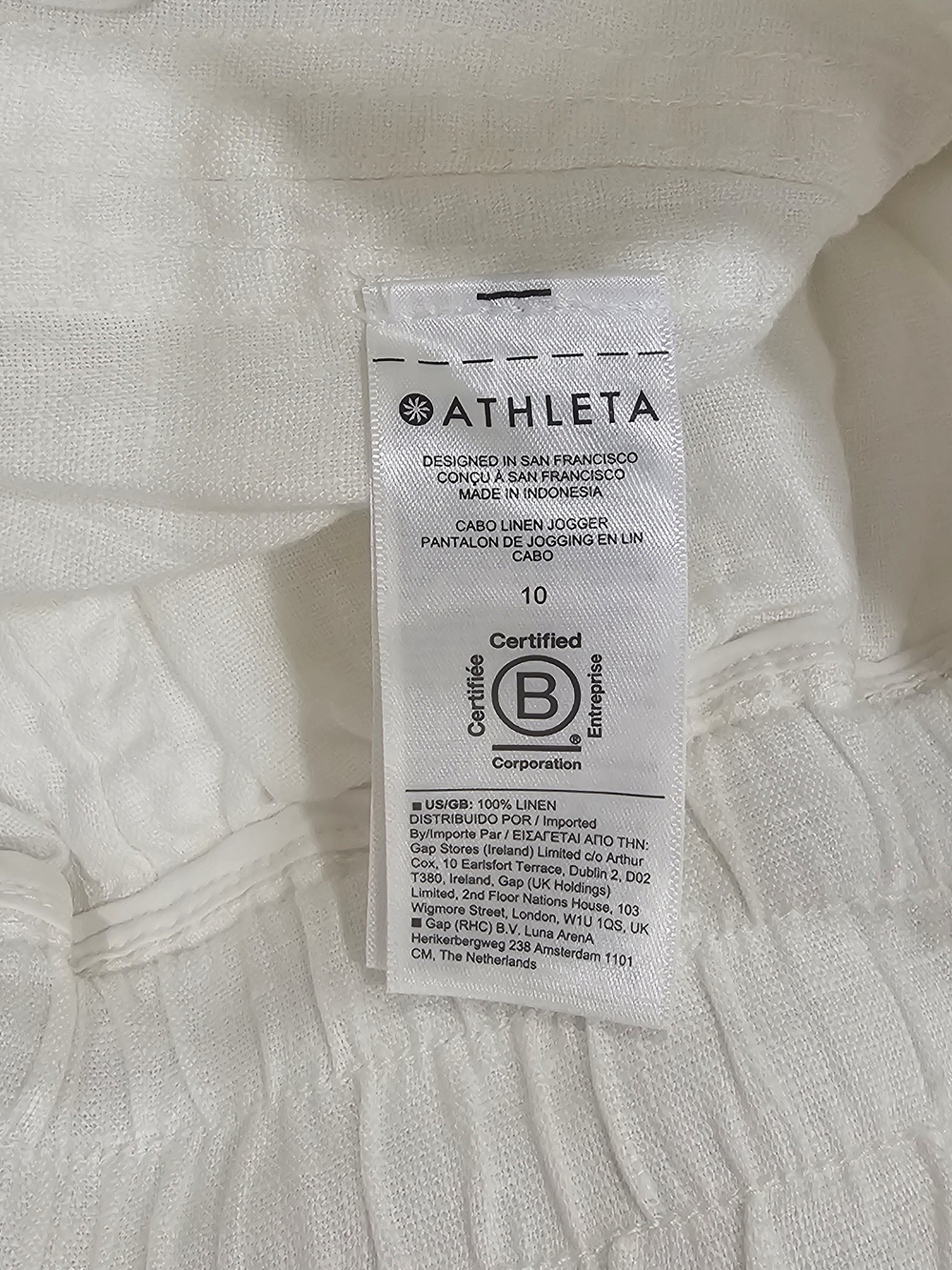 Athleta Cabo Linen Jogger Pants Womens 10 White 100% Linen Drawstring NWT - Picture 6 of 9